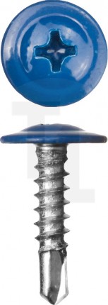 Саморезы ПШМ-С со сверлом для листового металла, 16 х 4.2 мм, 500 шт, RAL-5005 синий насыщенный, ЗУБР 300211-42-016-5005