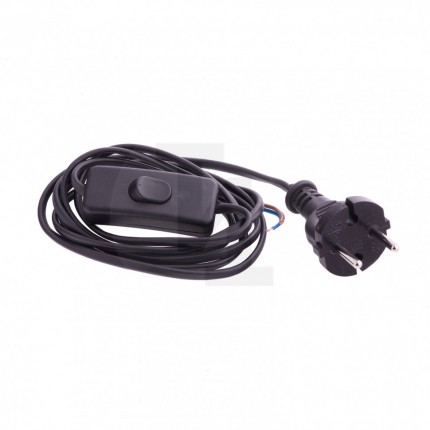 Шнур электрический соединительный, для бра с выключателем, 1,7 м, 120 Вт, черный, тип V-1 Сибртех 96017