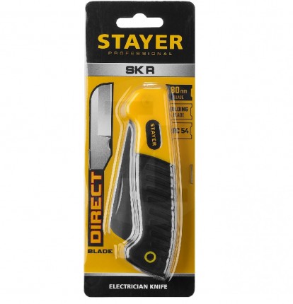 SK-R нож монтерский, складной, прямое лезвие, STAYER Professional 45408