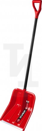 Снеговая лопата ЗУБР УРАЛ 400 мм пластиковая со стальной планкой эргономичный алюминиевый черенок V-ручка 39927