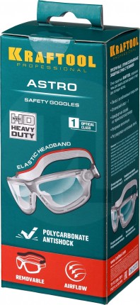Солнцезащитные прозрачные антибликовые очки KRAFTOOL ASTRO, линза с антибликовым покрытием, открытого типа с непрямой вентиляцией 11009_z01