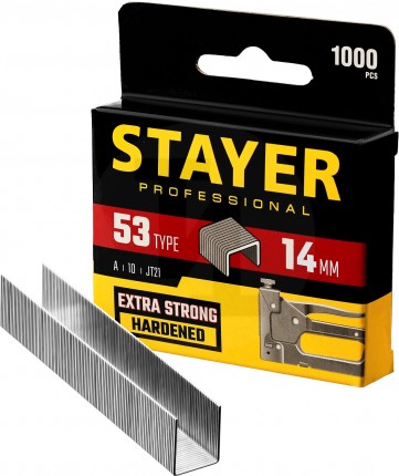 STAYER 14 мм скобы для степлера узкие тип 53, 1000 шт 3159-14_z02