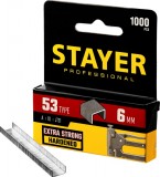 STAYER 6 мм скобы для степлера тонкие 53, 1000 шт
