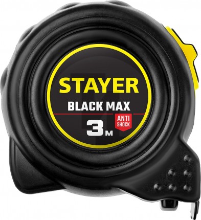 STAYER BlackMax 3м / 16мм рулетка в ударостойком полностью обрезиненном корпусе и двумя фиксаторами 3410-03_z02