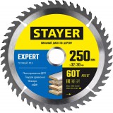 STAYER EXPERT 250 x 32/30мм 60Т, диск пильный по дереву, точный рез