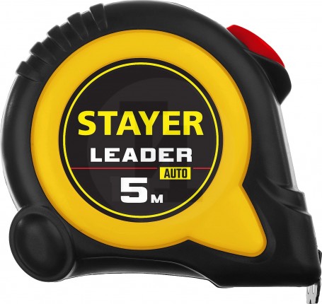 STAYER LEADER 5м / 19мм рулетка с автостопом в ударостойком обрезиненном корпусе 3402-05-19_z02