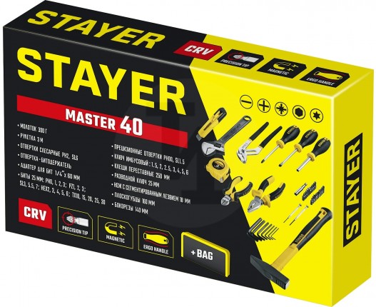 STAYER Master-40 универсальный набор инструмента для дома 40 предм. 22052-H40