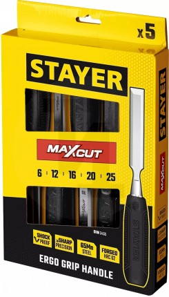 STAYER Max-Cut набор стамесок с пластмассовой рукояткой, 5шт 1820-H5_z01
