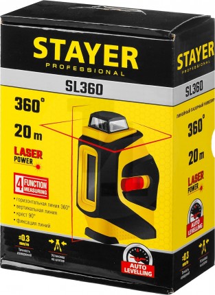 STAYER SL360 нивелир лазерный, крест + 360° 34962