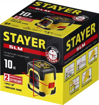 STAYER SLM нивелир лазерный, 10м, точн. +/-0,5 мм/м 34961