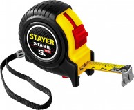 STAYER STABIL 5м / 19мм профессиональная рулетка в ударостойком обрезиненном корпусе с двумя фиксаторами