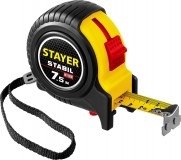 STAYER STABIL 7,5м / 25мм профессиональная рулетка в ударостойком обрезиненном корпусе с двумя фиксаторами