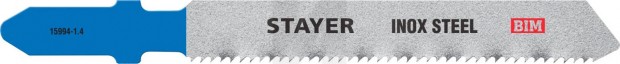 STAYER T118AF, полотна для эл/лобзика, Bi-Metal, по металлу (1,5-3мм), Т-хвостовик, шаг 1,4мм, 50мм, 2шт, STAYER Professional 15994-1.4_z02