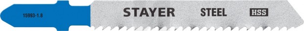 STAYER T118B, полотна для эл/лобзика, HSS, по металлу (3-6мм), Т-хвостовик, шаг 1,8мм, 50мм, 2шт, STAYER Professional 15993-1.8_z02