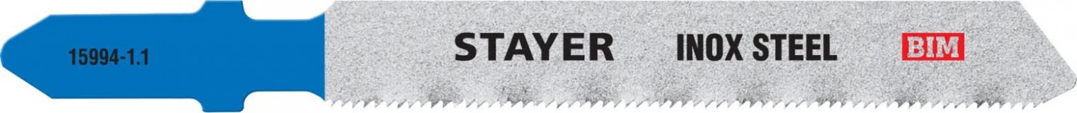 STAYER T118GF, полотна для эл/лобзика, Bi-Metal, по металлу (0,5-1,5мм), Т-хвостовик, шаг 1,1мм, 50мм, 2шт, STAYER Professional