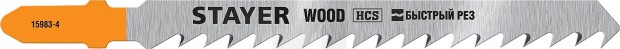 STAYER T144DP, полотна для эл/лобзика, HCS, по дереву, прямой рез, Т-хвостовик, шаг 4мм, 75мм, 2шт, STAYER Professional 15983-4_z02