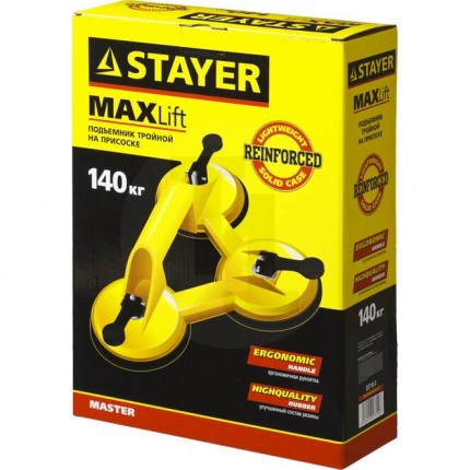 Стеклодомкрат STAYER "MASTER" MAXLift, пластмассовый, тройной, 140 кг 33718-3
