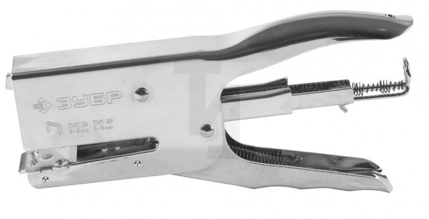 Степлер усиленный для картона "T-24", тип: плайер, 24 (6-8 мм) 26 (6-8 мм), ЗУБР Профессионал 31550_z01