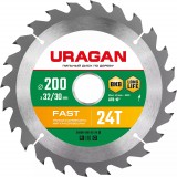 URAGAN Fast 200х32/30мм 24Т, диск пильный по дереву
