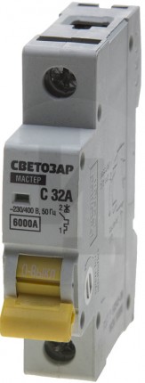 Выключатель автоматический СВЕТОЗАР 1-полюсный, 32 A, "C", откл. сп. 6 кА, 230 / 400 В SV-49061-32-C