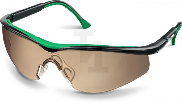 Защитные коричневые очки KRAFTOOL BASIC стекло-моноблок с покрытием устойчивым к истиранию и запотеванию, открытого типа 110319