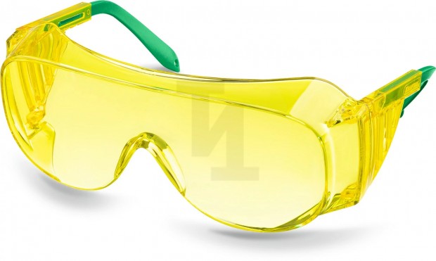 Защитные жёлтые очки KRAFTOOL ULTRA линза увеличенного размера устойчивая к царапинам и запотеванию, открытого типа 110462