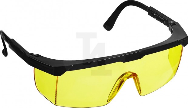 Защитные жёлтые очки STAYER PRO-5 монолинза с дополнительной боковой защитой, открытого типа 2-110453_z01