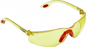 Защитные жёлтые очки ЗУБР СПЕКТР 3 широкая монолинза, открытого типа