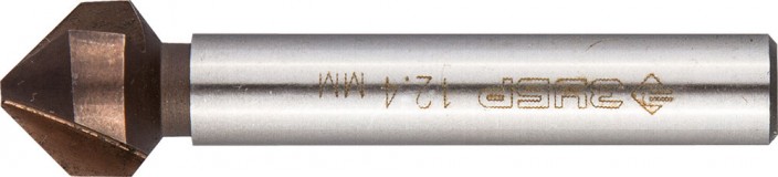 Зенкер ЗУБР "ЭКСПЕРТ" конусный с 3-я реж. кром ст.P6M5 с Co покрыт.d 12,4х56 мм, цилиндр хвост.d 8мм, для раззенков.М6