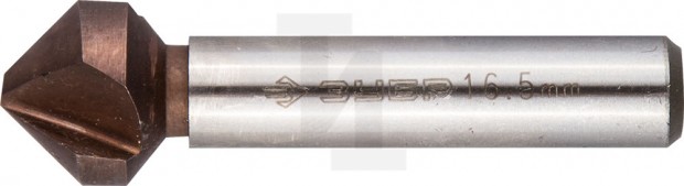 Зенкер ЗУБР "ЭКСПЕРТ" конусный с 3-я реж. кром.ст.P6M5 с Co покрыт.d 16,5х60 мм,цилиндр хвост.d 10мм, для раззенков.М8 29732-8