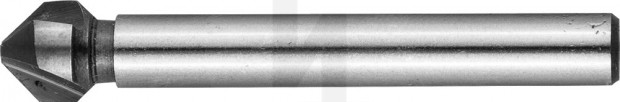 Зенкер ЗУБР "ЭКСПЕРТ" конусный с 3-я реж. кромками, сталь P6M5, d 8,3х50мм, цилиндрич.хв. d 6мм, для раззенковки М4 29730-4