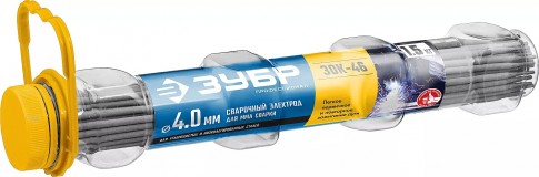 ЗУБР электрод сварочный ЗОК-46 с рутил-целлюлозным покрытием, для ММА сварки, d 4.0 х 350 мм, 1,5 кг в ПВХ тубе, Профессионал.