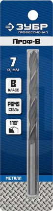 ЗУБР ПРОФ-В 7.0х109мм, Сверло по металлу, сталь Р6М5, класс В